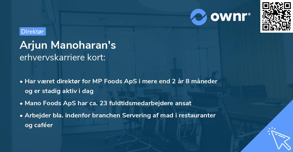 Arjun Manoharan's erhvervskarriere kort