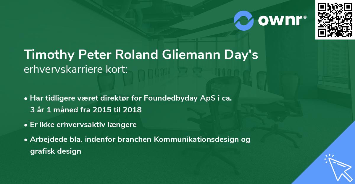 Timothy Peter Roland Gliemann Day's erhvervskarriere kort