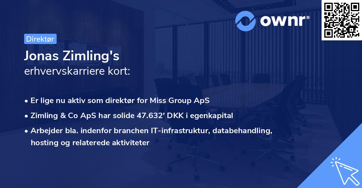 Jonas Zimling's erhvervskarriere kort