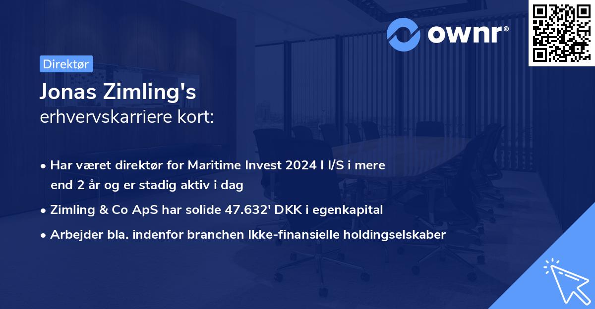 Jonas Zimling's erhvervskarriere kort