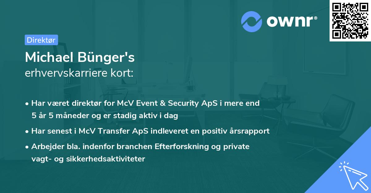 Michael Bünger's erhvervskarriere kort