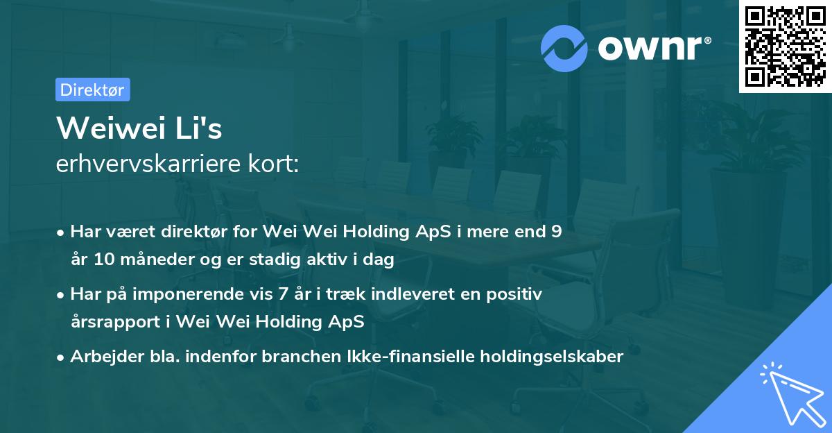Weiwei Li's erhvervskarriere kort
