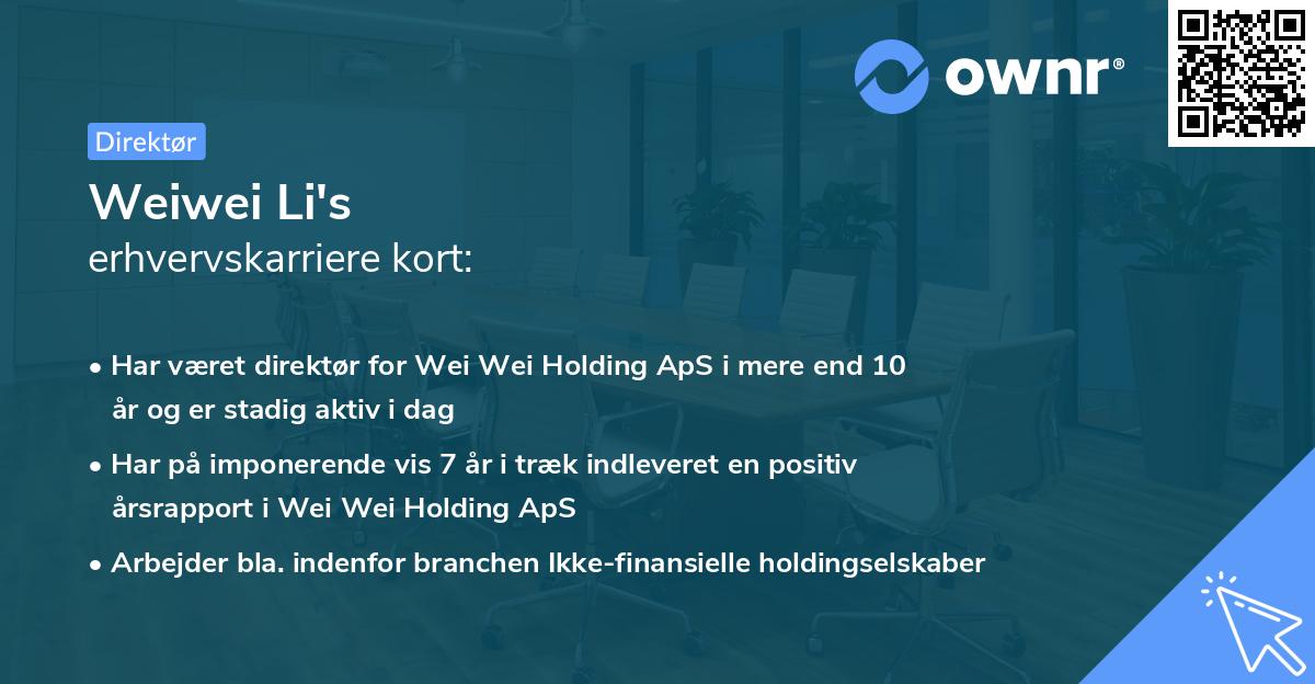 Weiwei Li's erhvervskarriere kort