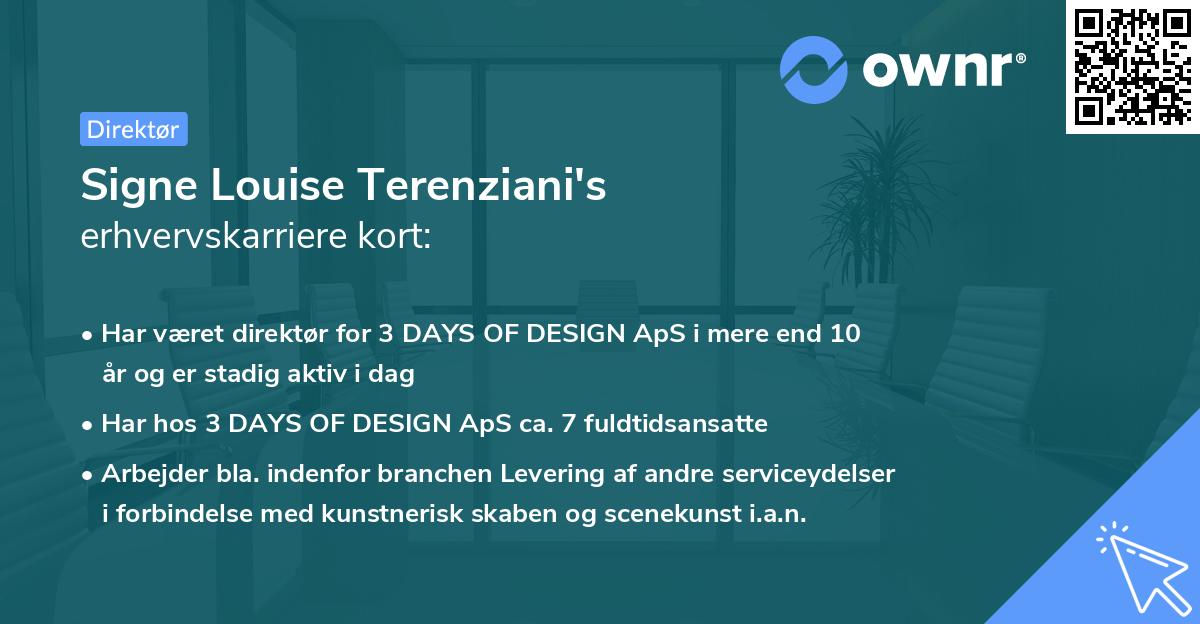Signe Louise Terenziani's erhvervskarriere kort