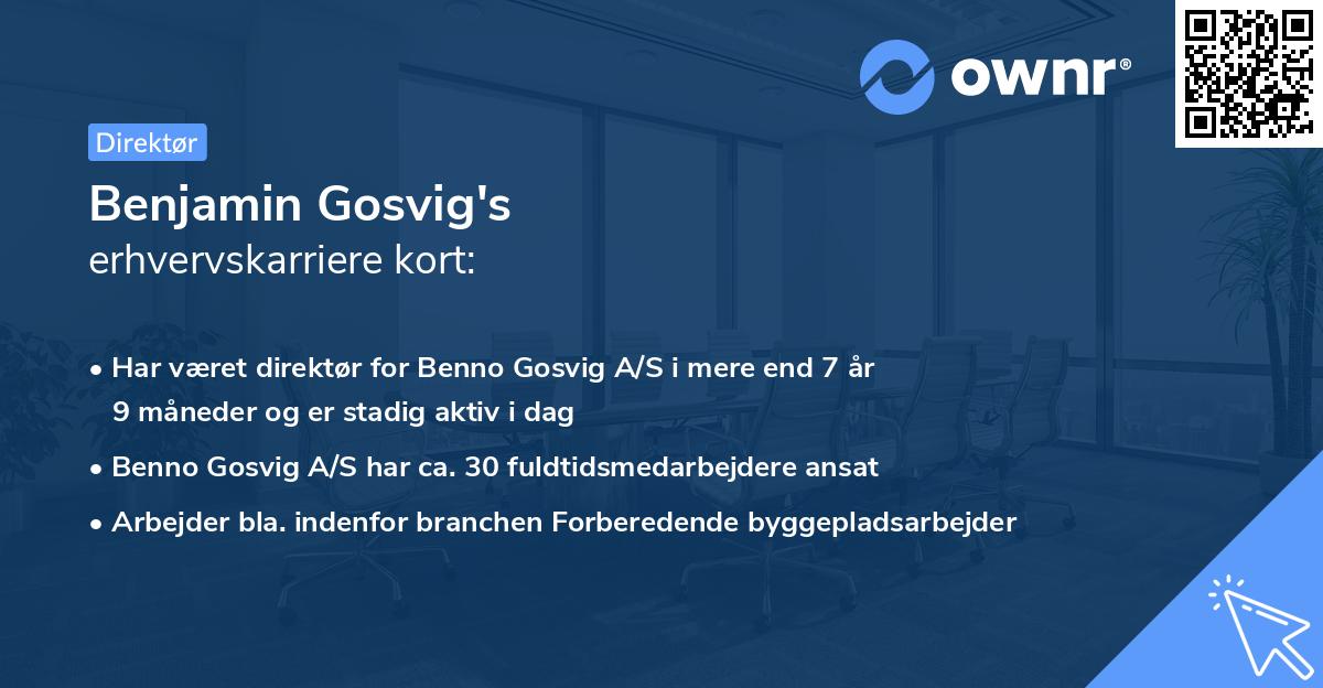 Benjamin Gosvig's erhvervskarriere kort