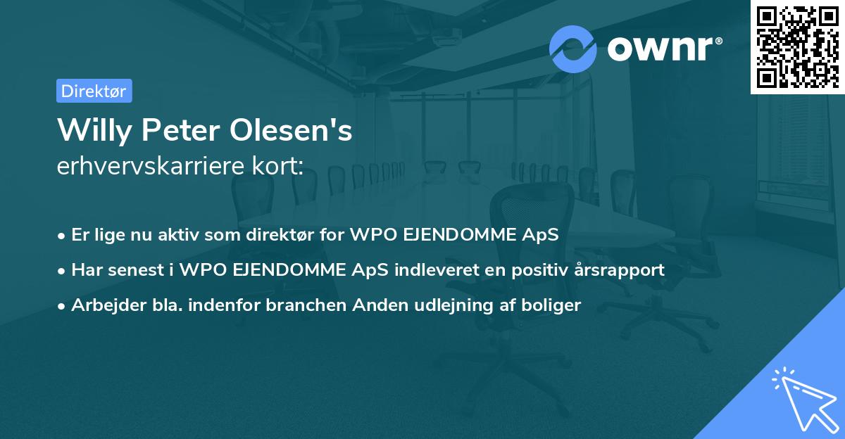 Willy Peter Olesen's erhvervskarriere kort