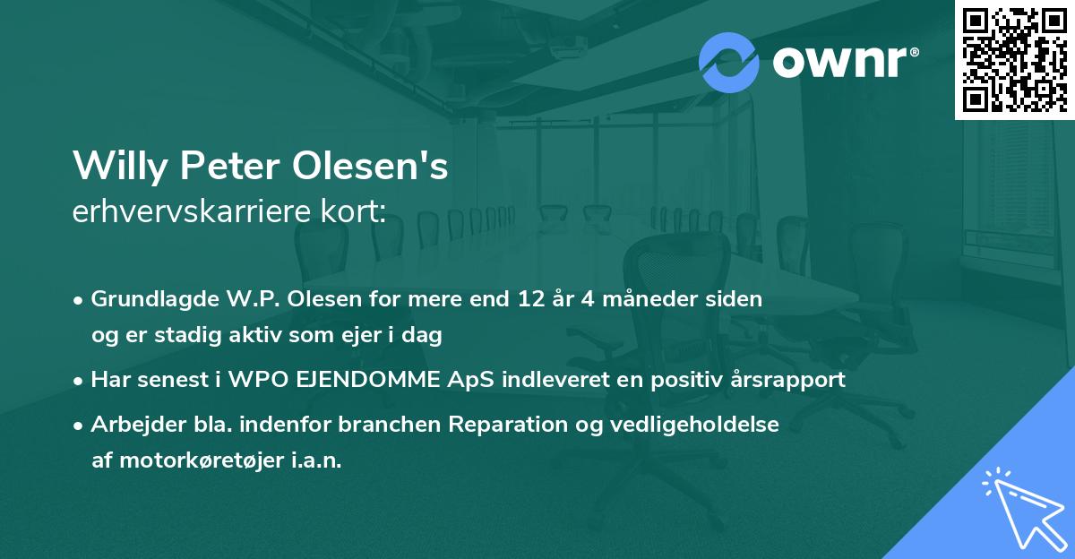 Willy Peter Olesen's erhvervskarriere kort