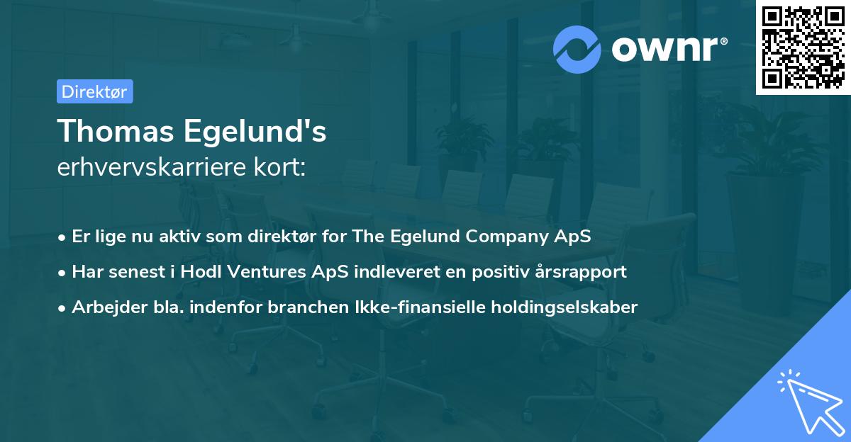 Thomas Egelund's erhvervskarriere kort