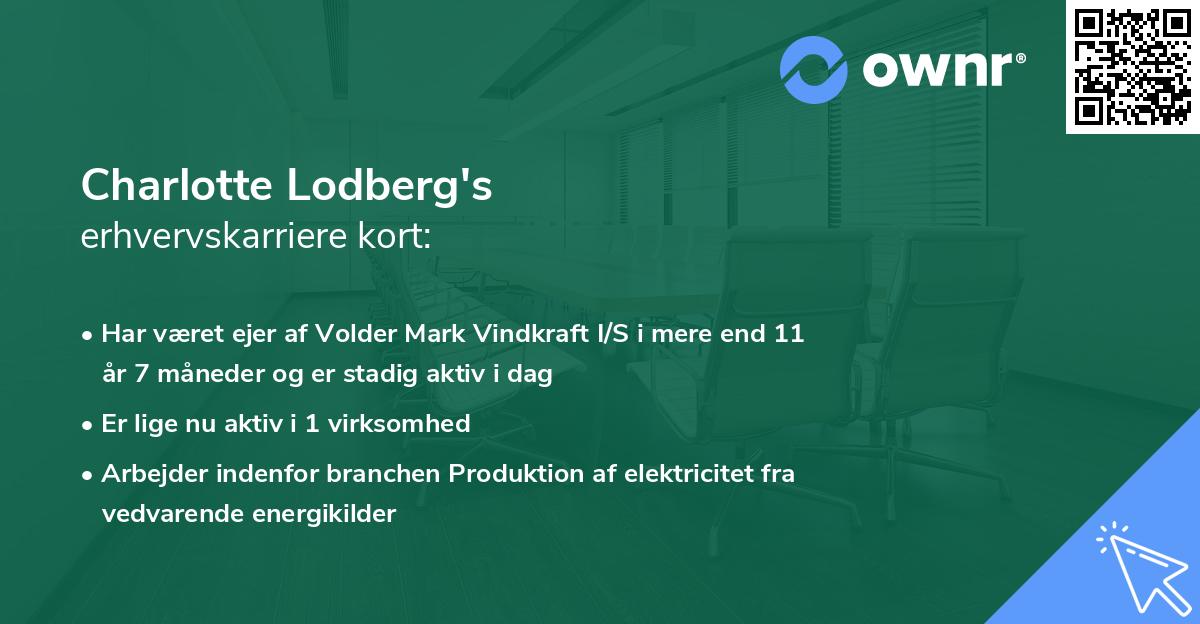 Charlotte Lodberg's erhvervskarriere kort