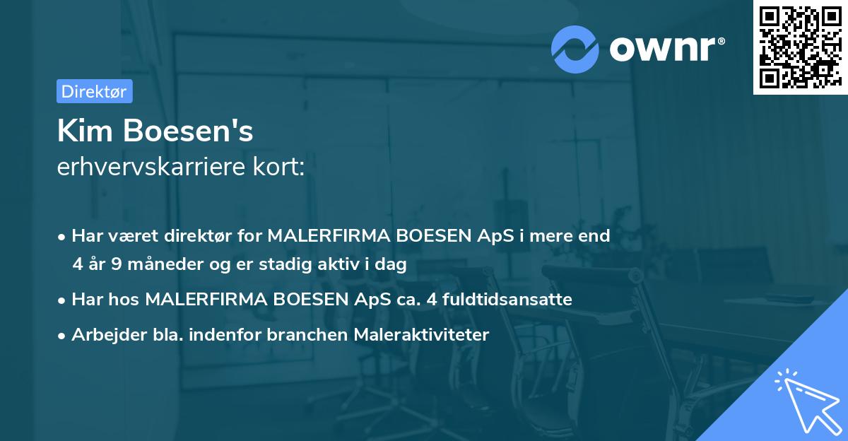 Kim Boesen's erhvervskarriere kort