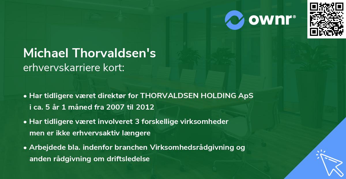 Michael Thorvaldsen's erhvervskarriere kort
