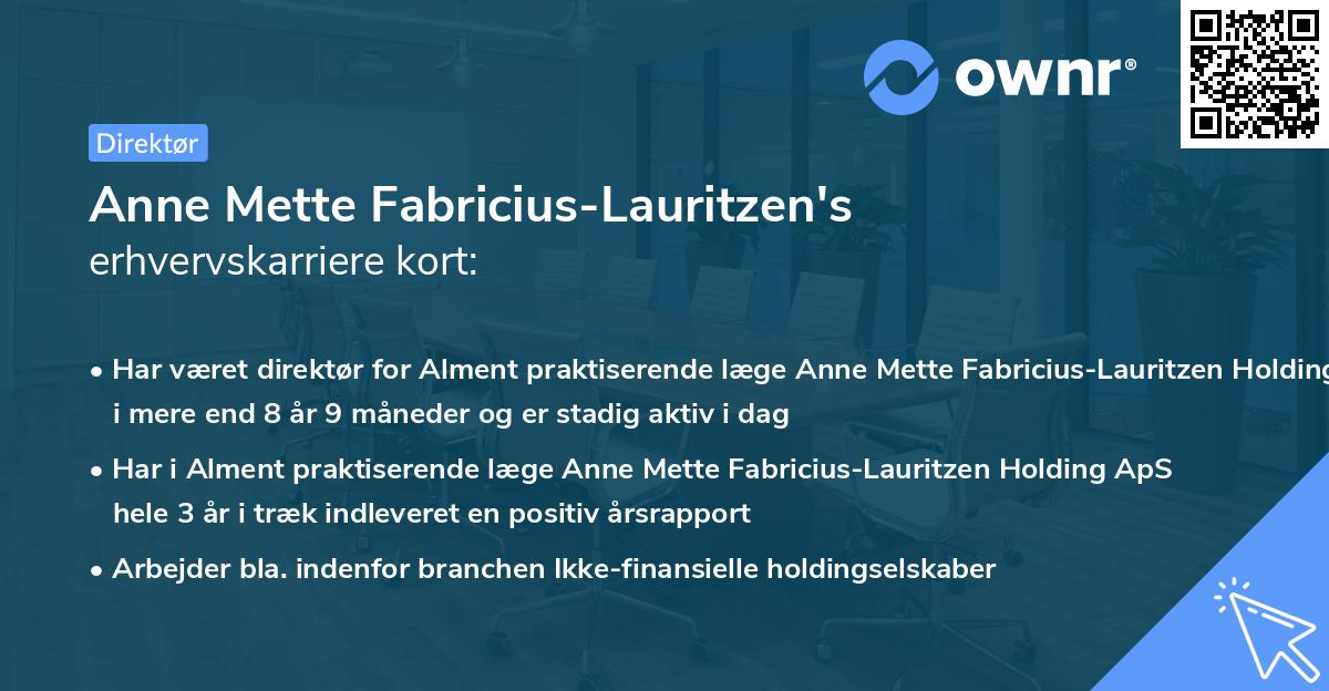 Anne Mette Fabricius-Lauritzen's erhvervskarriere kort