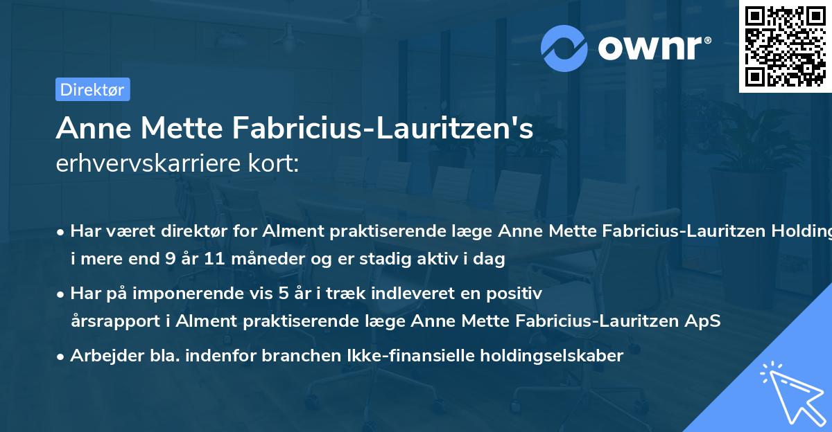 Anne Mette Fabricius-Lauritzen's erhvervskarriere kort