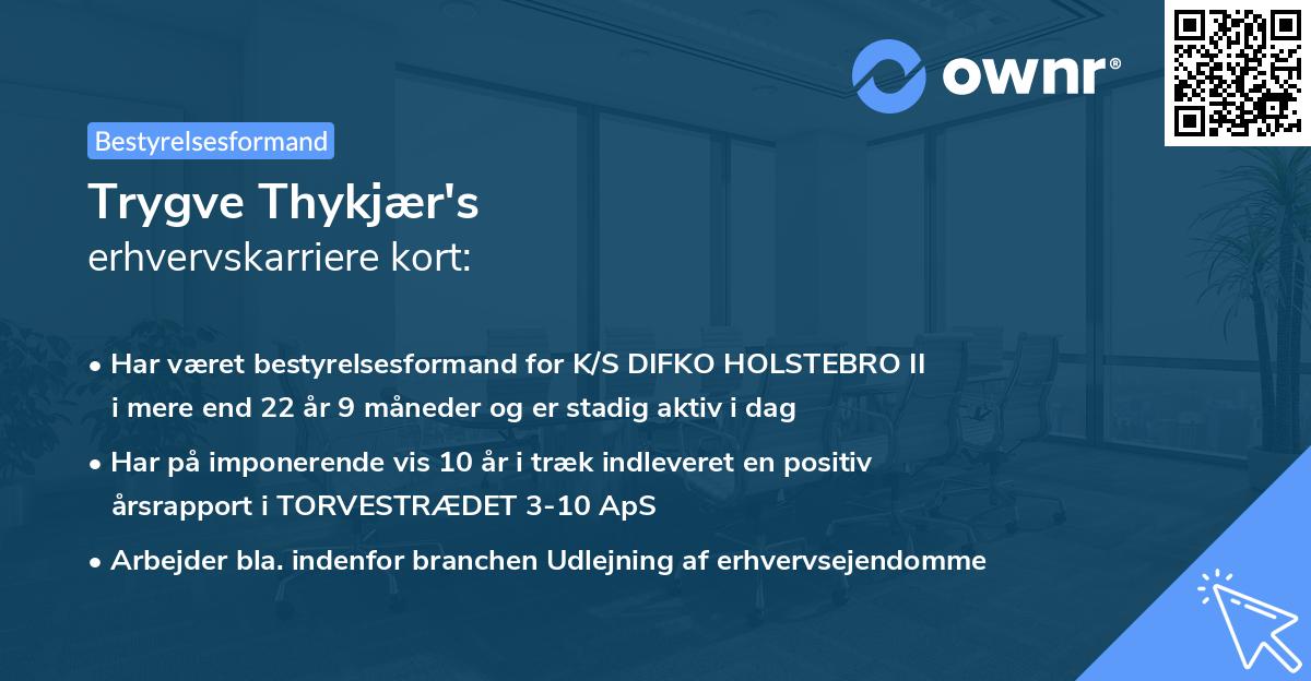 Trygve Thykjær's erhvervskarriere kort