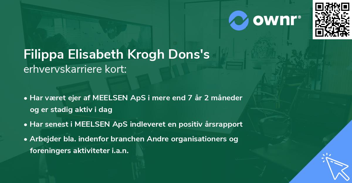 Filippa Elisabeth Krogh Dons's erhvervskarriere kort
