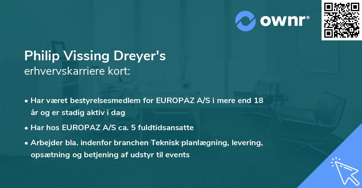 Philip Vissing Dreyer's erhvervskarriere kort