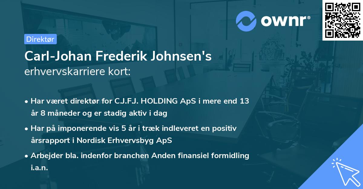 Carl-Johan Frederik Johnsen's erhvervskarriere kort
