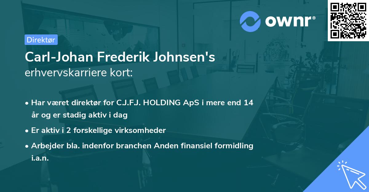 Carl-Johan Frederik Johnsen's erhvervskarriere kort
