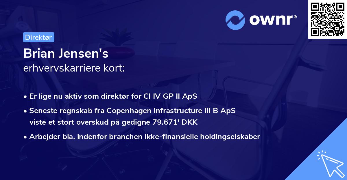 Brian Jensen's erhvervskarriere kort