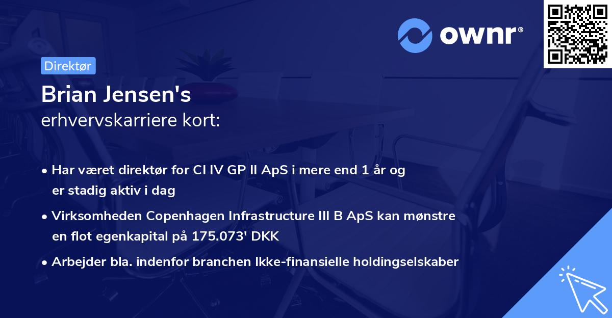 Brian Jensen's erhvervskarriere kort