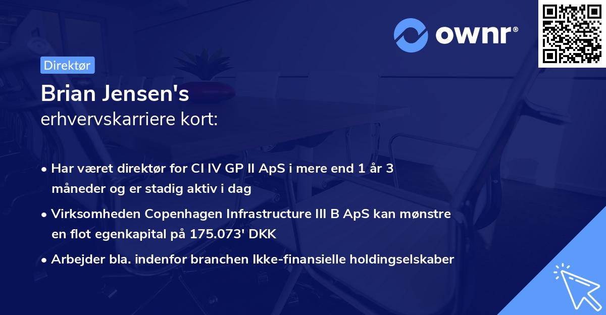 Brian Jensen's erhvervskarriere kort