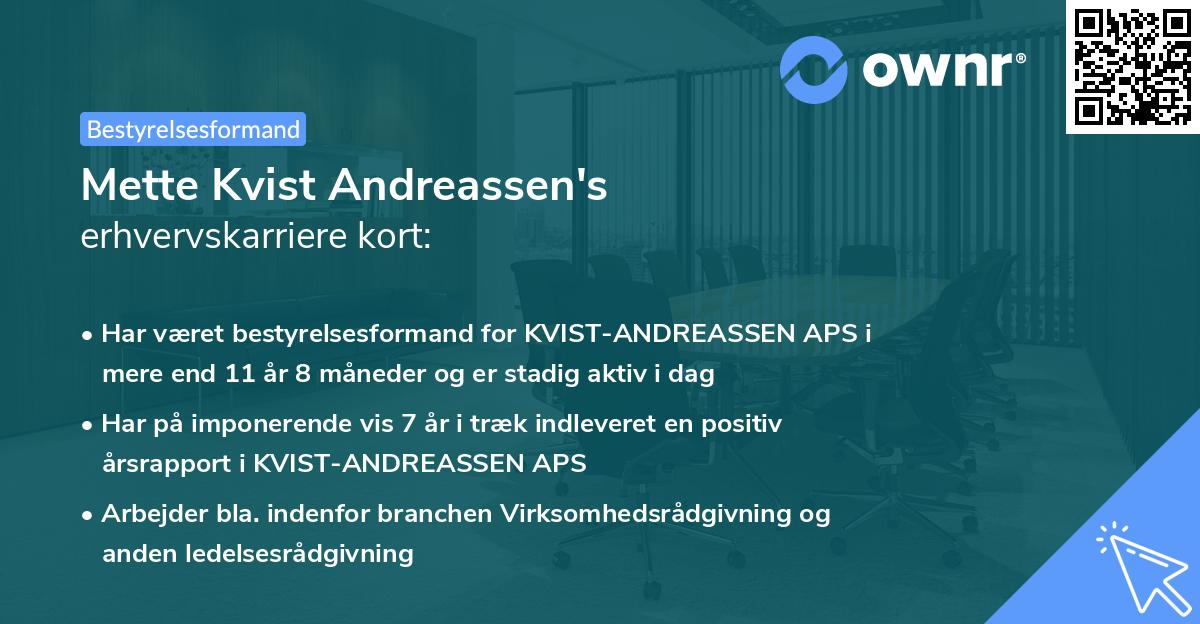 Mette Kvist Andreassen's erhvervskarriere kort