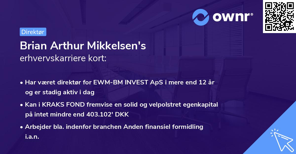 Brian Arthur Mikkelsen's erhvervskarriere kort
