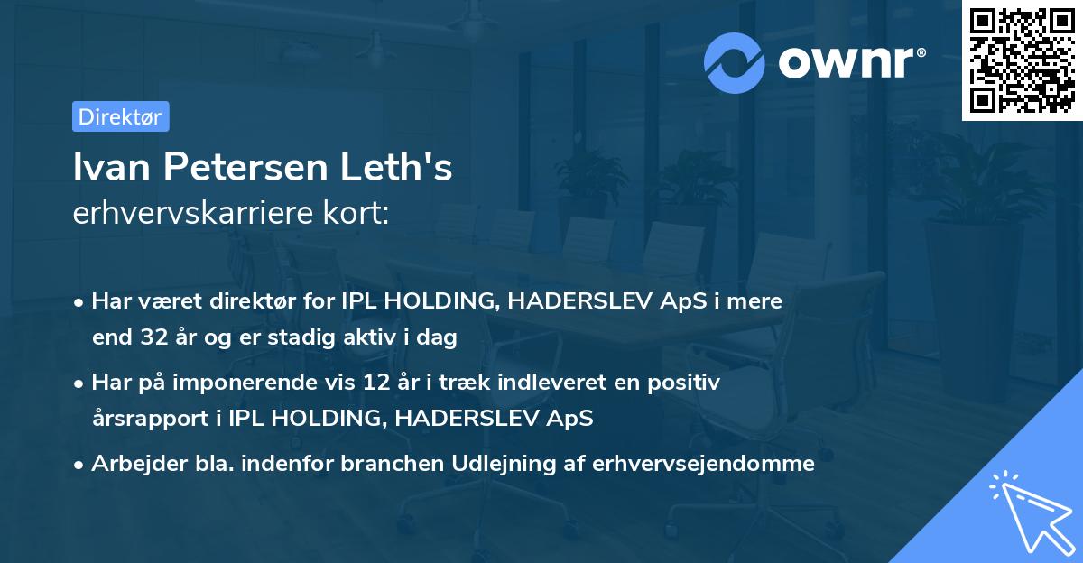 Ivan Petersen Leth's erhvervskarriere kort