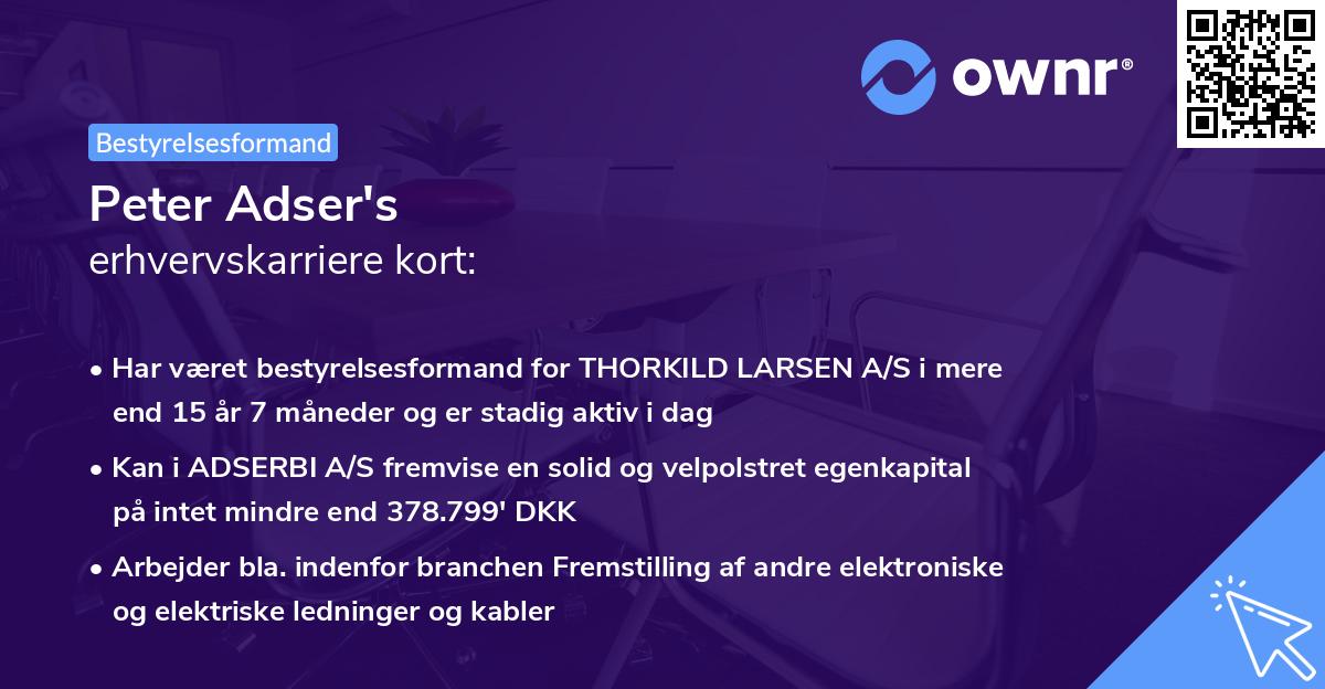 Peter Adser's erhvervskarriere kort