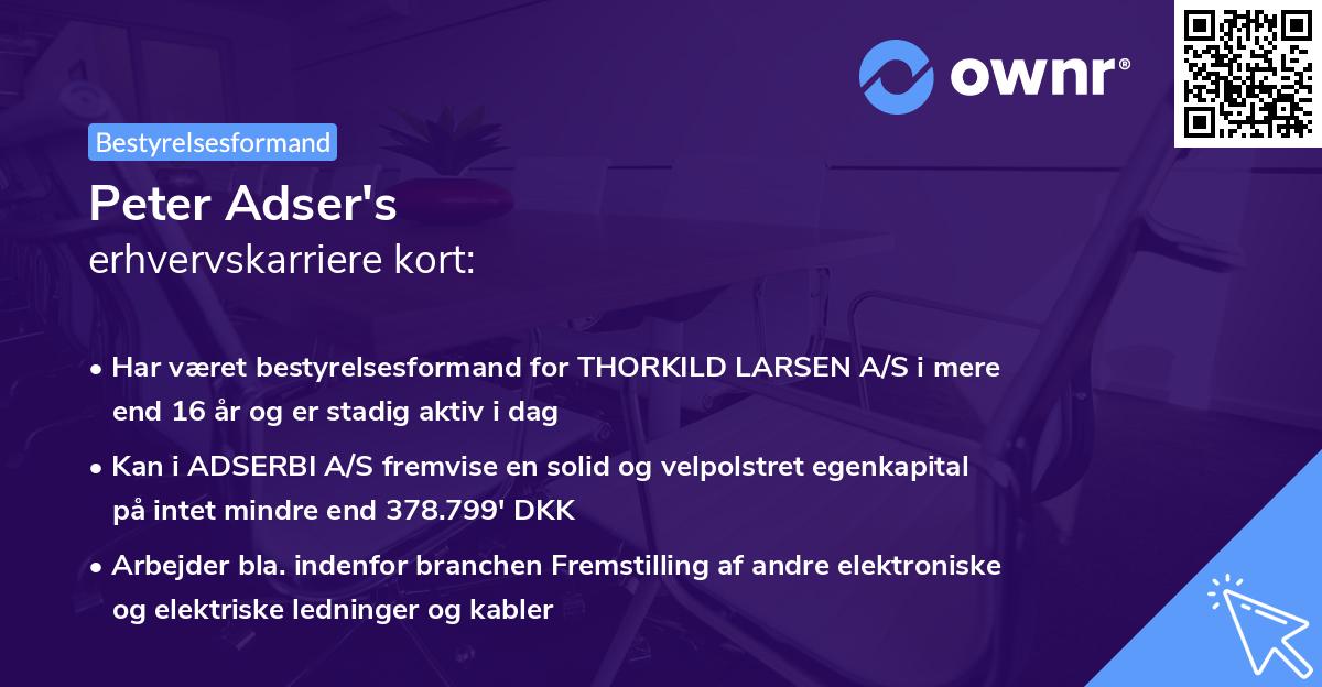 Peter Adser's erhvervskarriere kort
