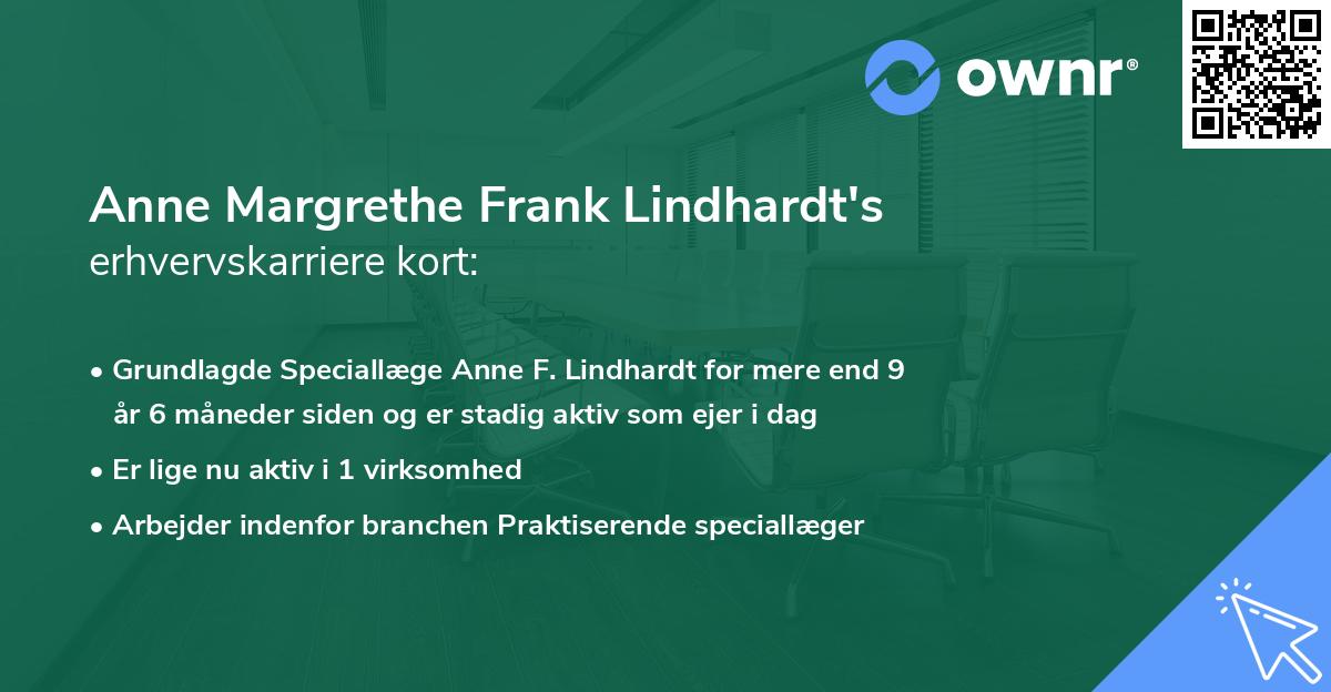Anne Margrethe Frank Lindhardt's erhvervskarriere kort