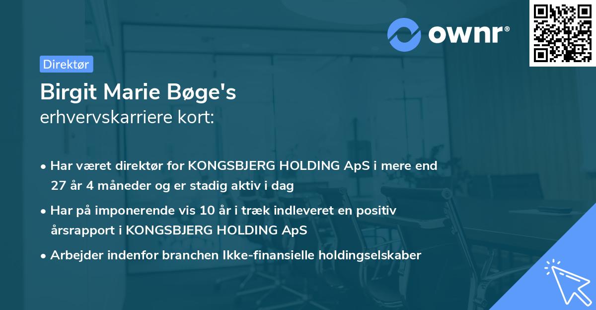 Birgit Marie Bøge's erhvervskarriere kort