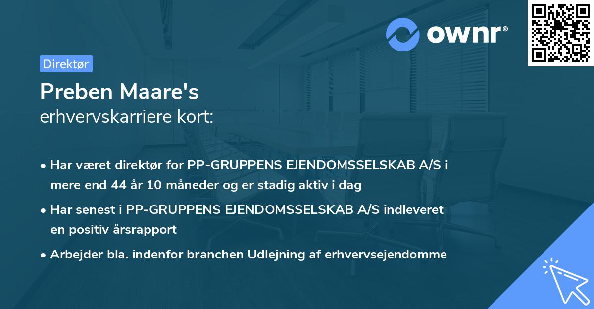 Preben Maare's erhvervskarriere kort
