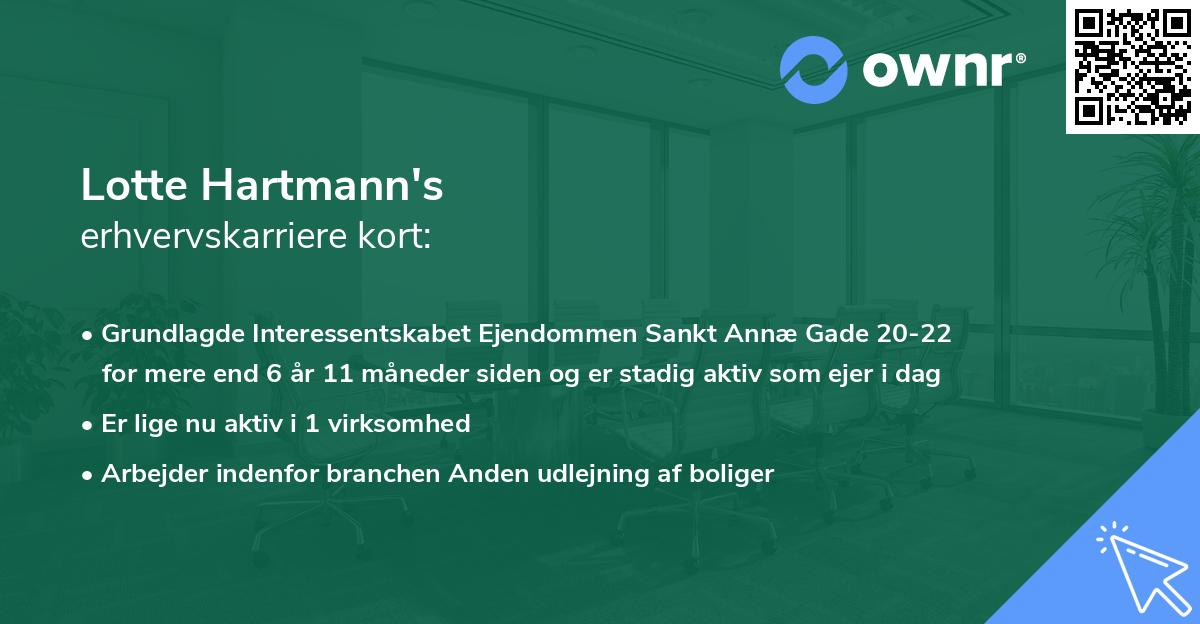 Lotte Hartmann's erhvervskarriere kort