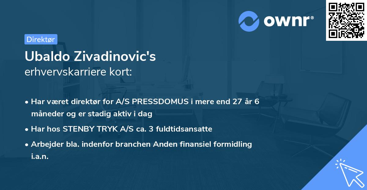 Ubaldo Zivadinovic's erhvervskarriere kort