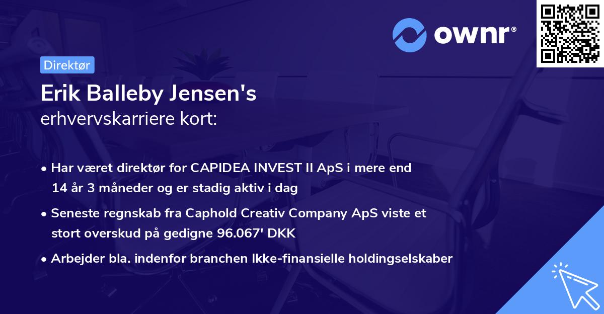 Erik Balleby Jensen's erhvervskarriere kort
