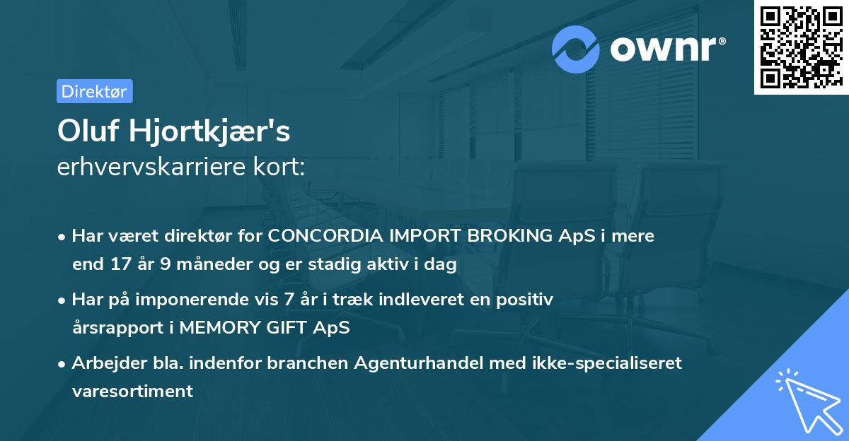 Oluf Hjortkjær's erhvervskarriere kort