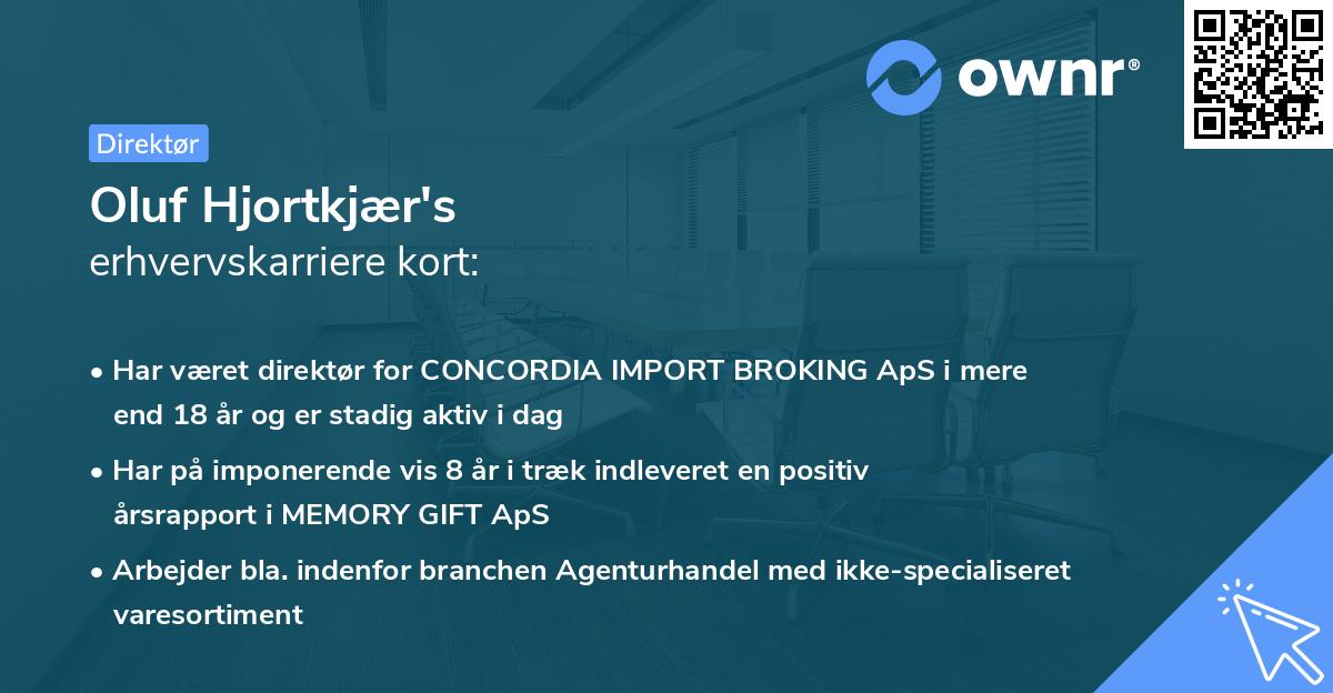 Oluf Hjortkjær's erhvervskarriere kort