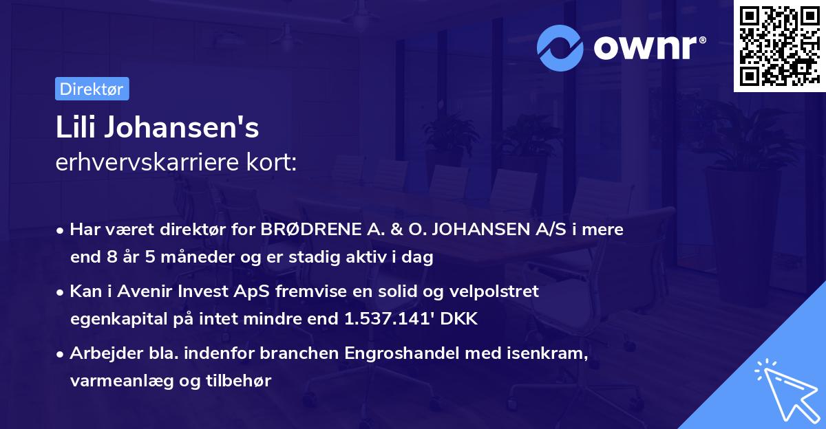 Lili Johansen's erhvervskarriere kort