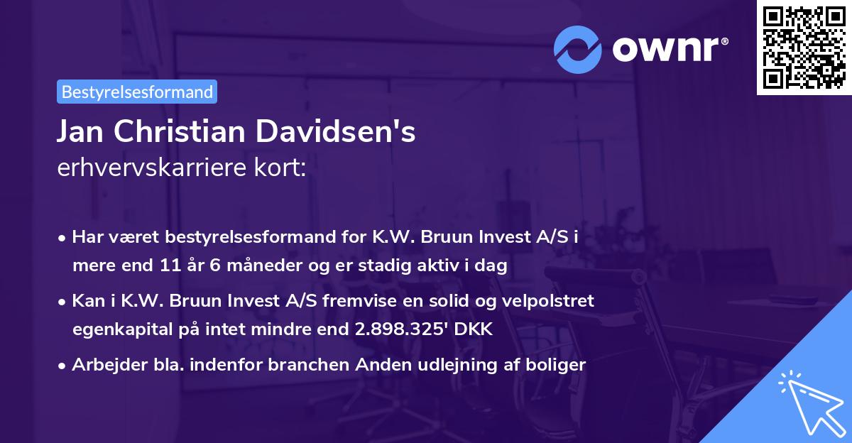 Jan Christian Davidsen's erhvervskarriere kort