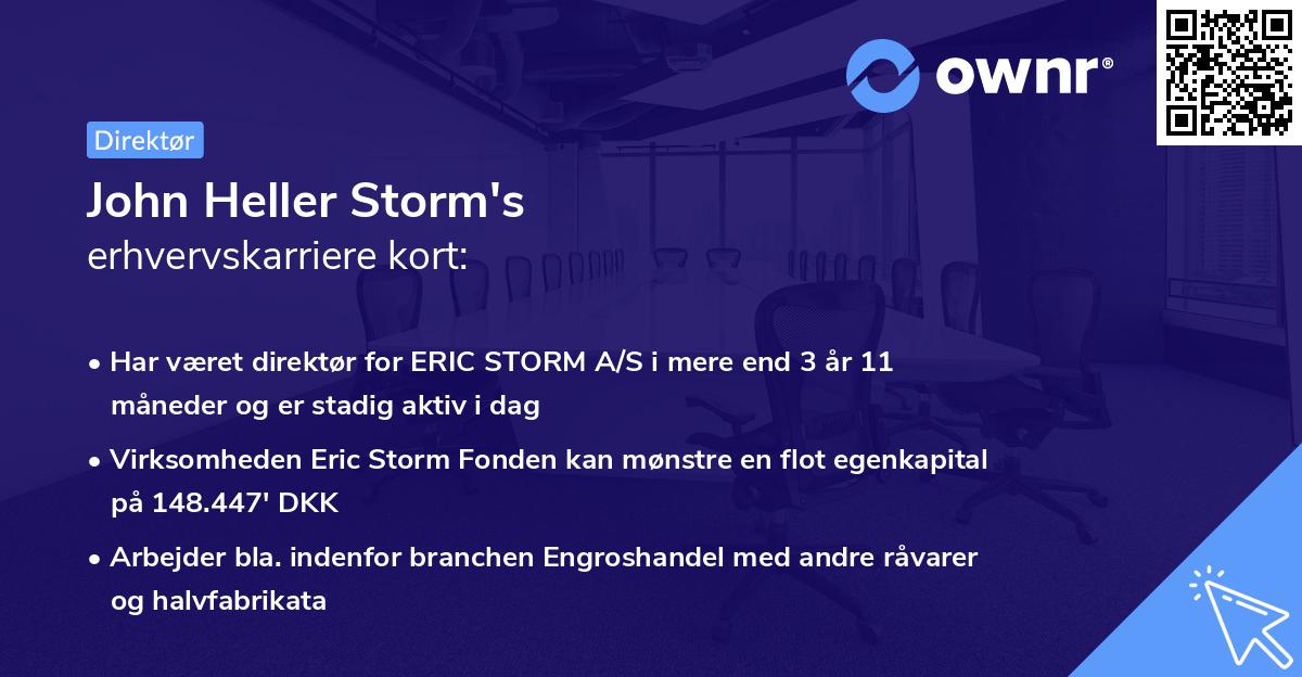 John Heller Storm's erhvervskarriere kort