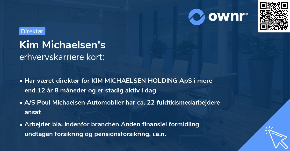 Kim Michaelsen's erhvervskarriere kort