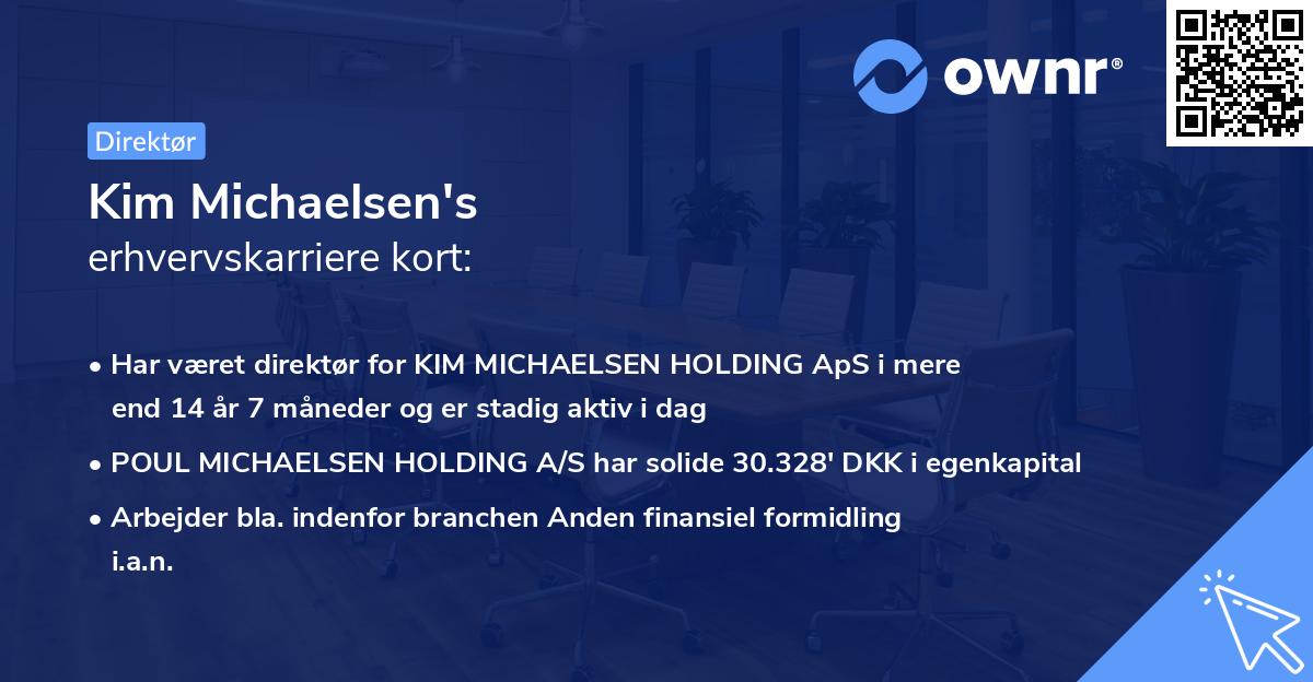 Kim Michaelsen's erhvervskarriere kort