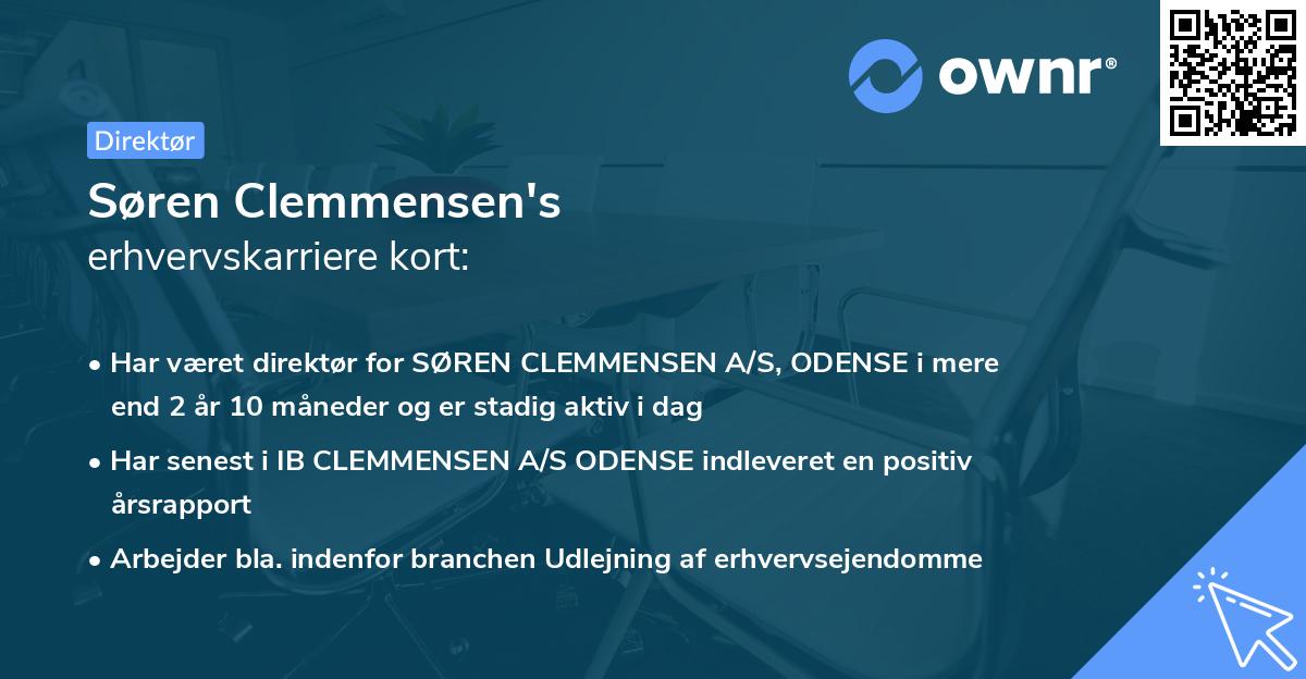 Søren Clemmensen's erhvervskarriere kort