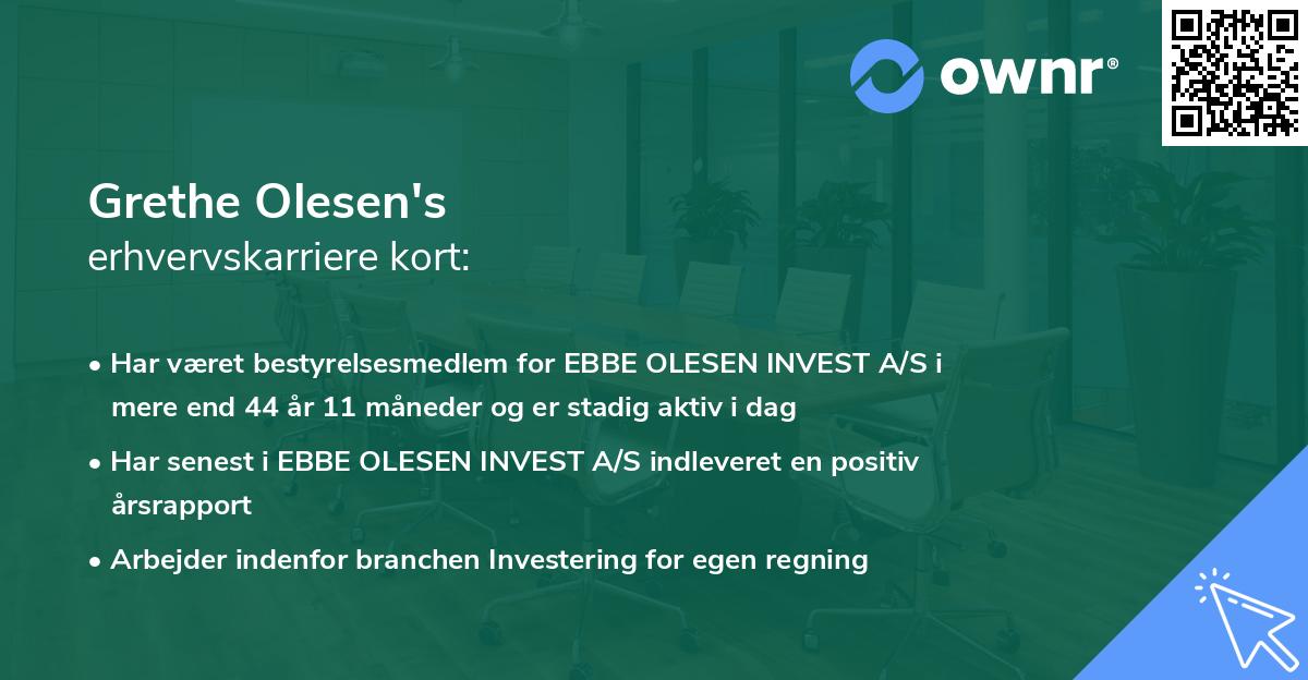 Grethe Olesen's erhvervskarriere kort