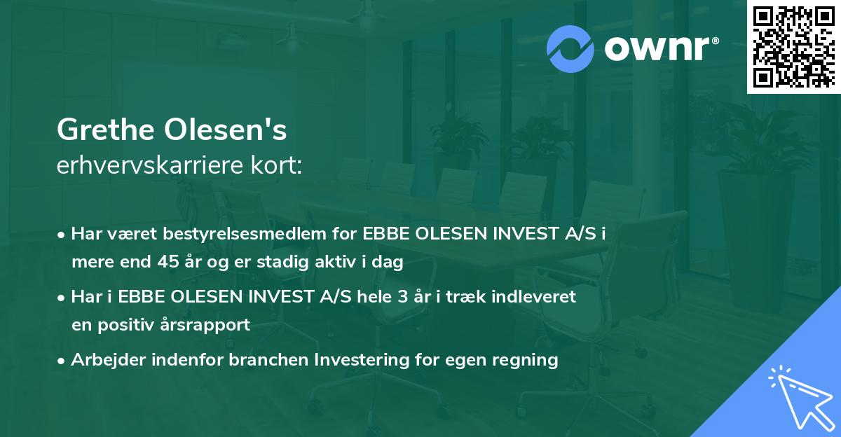 Grethe Olesen's erhvervskarriere kort