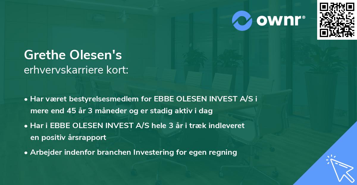 Grethe Olesen's erhvervskarriere kort