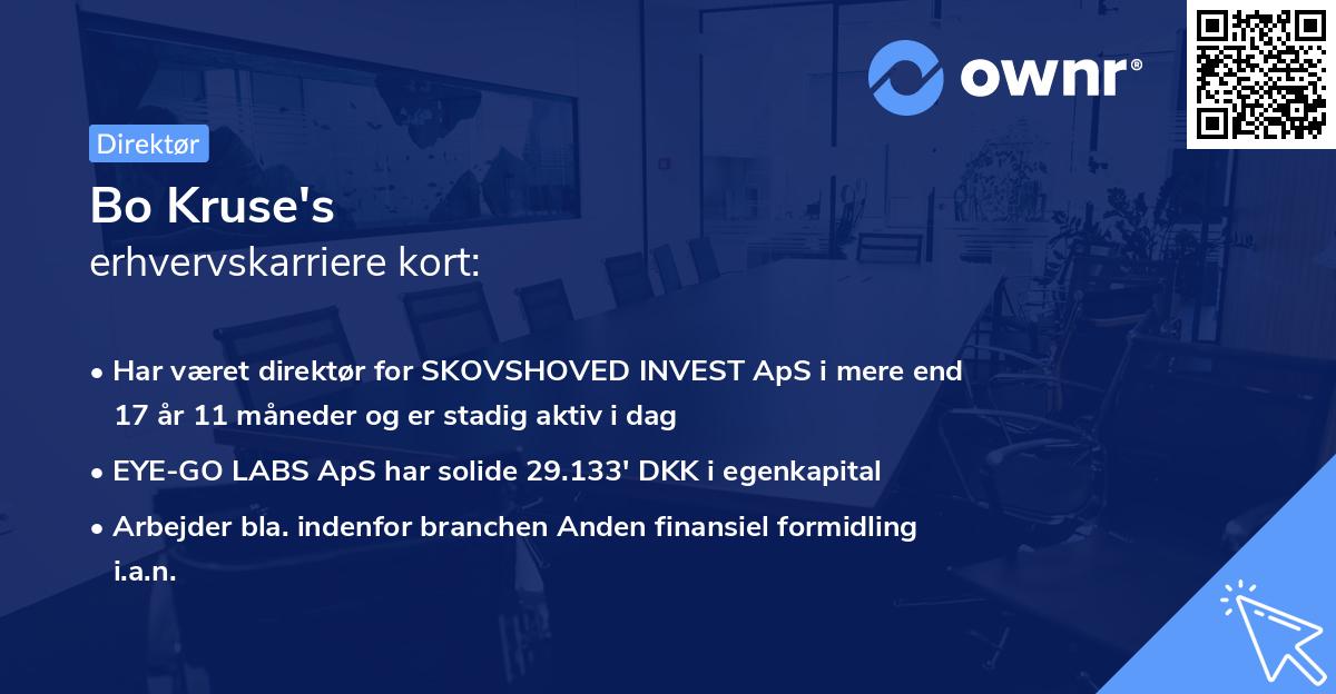 Bo Kruse's erhvervskarriere kort