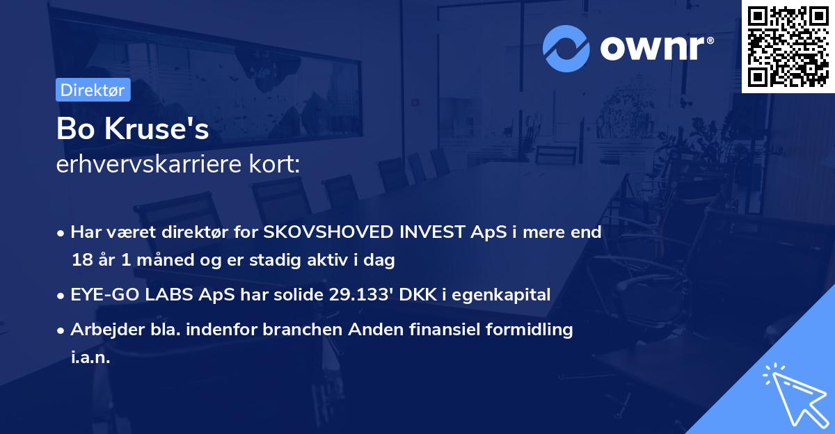 Bo Kruse's erhvervskarriere kort