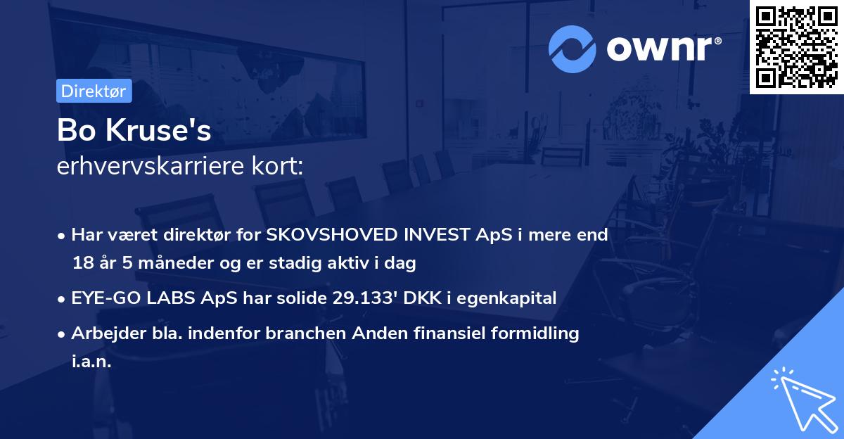 Bo Kruse's erhvervskarriere kort